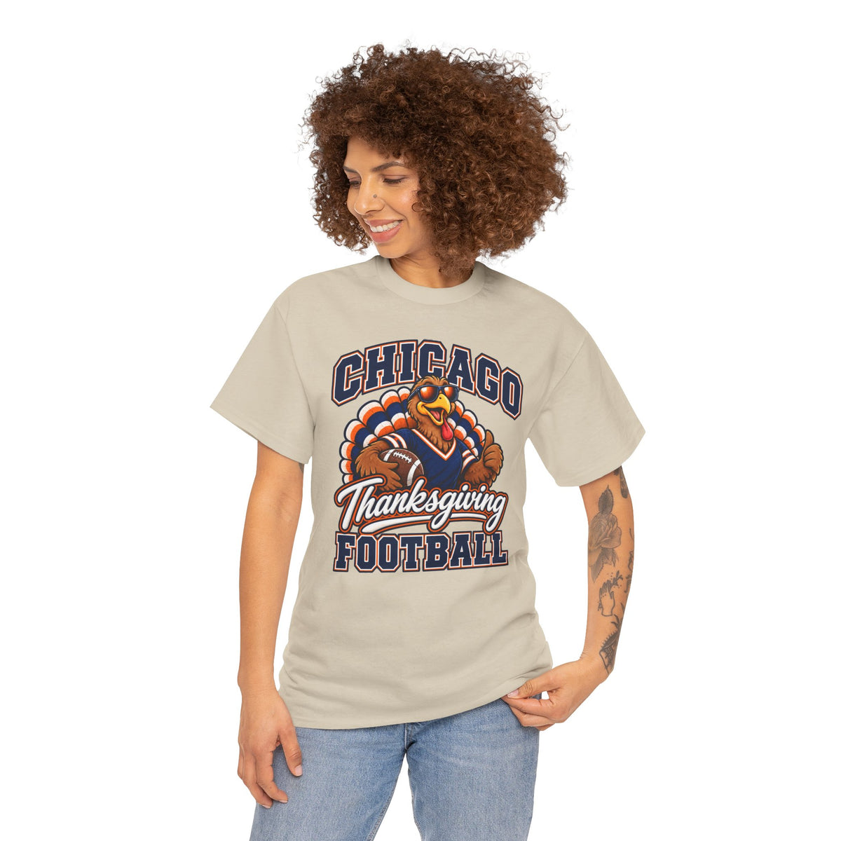 Chicago Thanksgiving Football T-Shirt — Turkey Mascot Game Day Tee