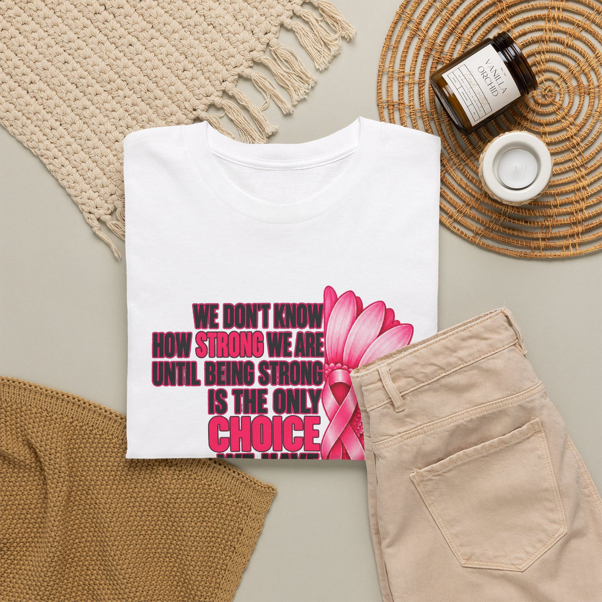 Breast Cancer Awareness T-Shirt - "Stronger Than Cancer" Floral Support Tee