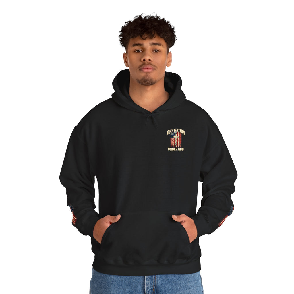 One Nation Under God Patriotic Cross Hoodie