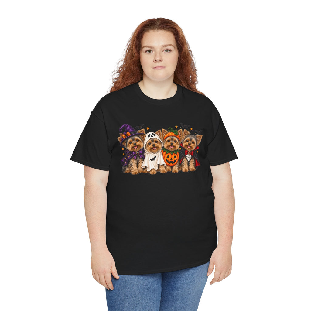 Halloween Yorkie T-Shirt — Cute Yorkies in Costumes (Pumpkin, Ghost, Witch, Vampire)