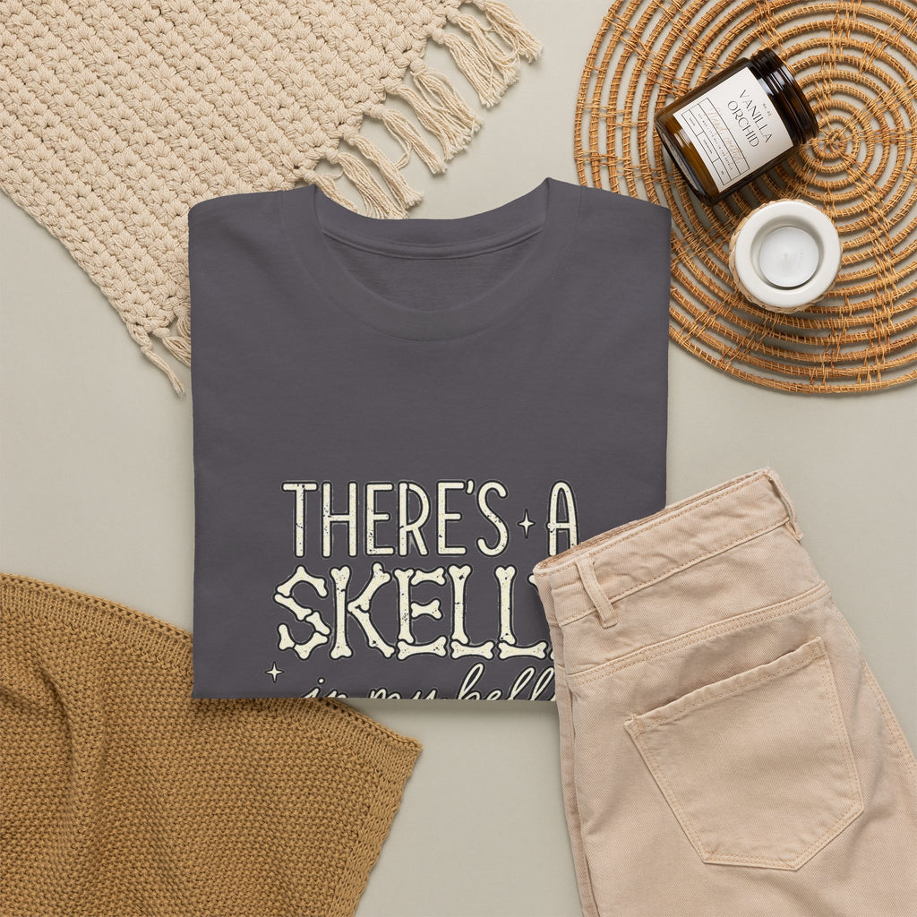 Skeleton Heart T‑Shirt — "There's a Skelly in My Belly" Cute Halloween Tee