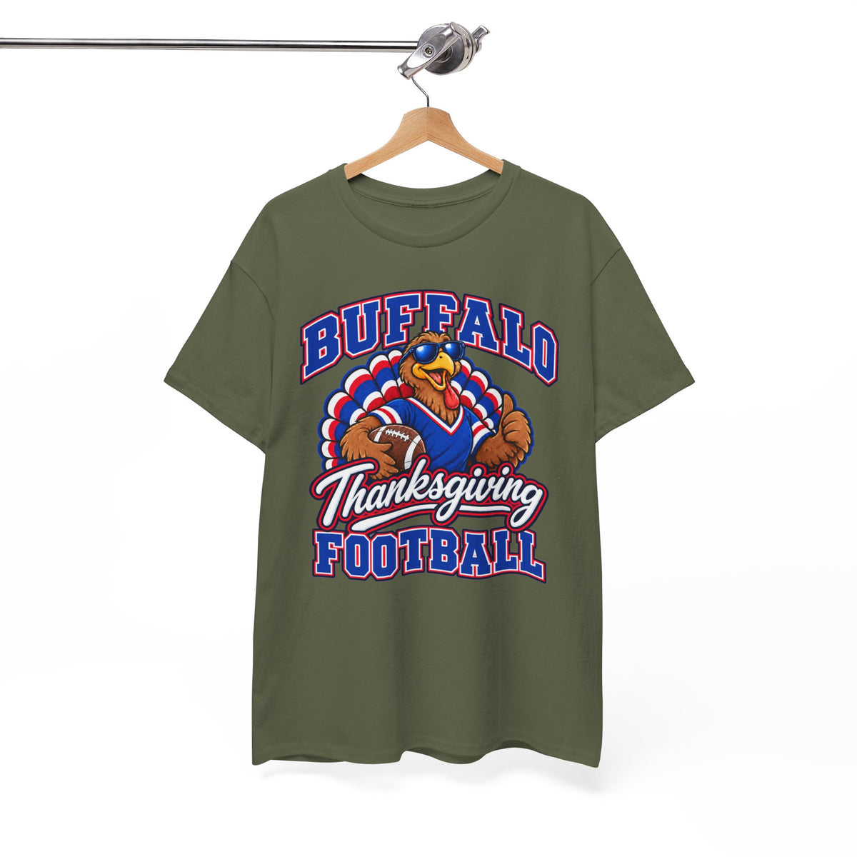 Buffalo Thanksgiving Football T-Shirt — Turkey Mascot Game Day Tee