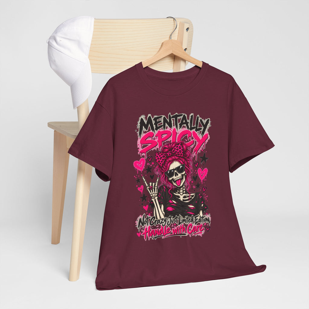 Mentally Spicy Skeleton Graphic T-Shirt