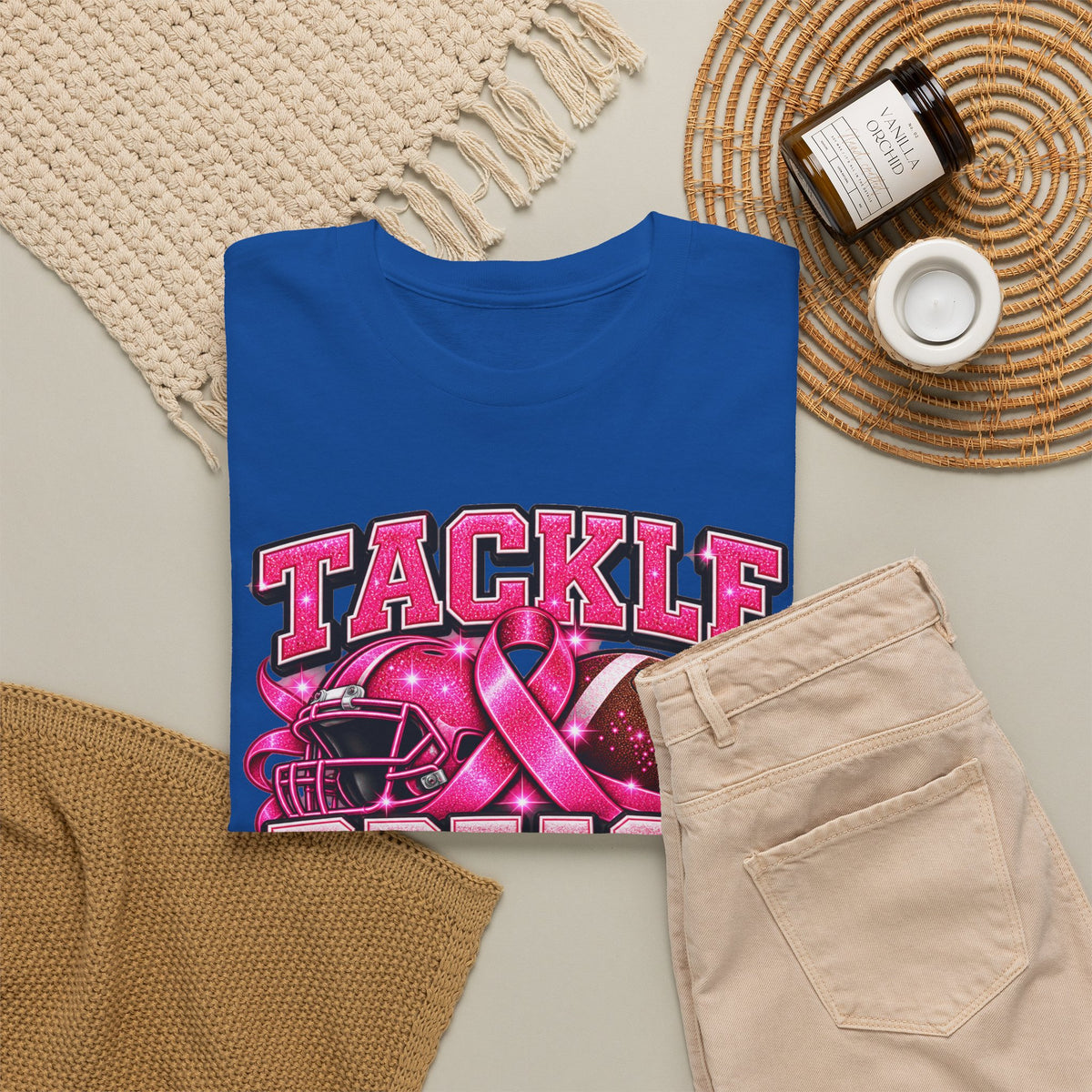 T-Shirt — "Tackle Breast Cancer" Pink Football Awareness Tee