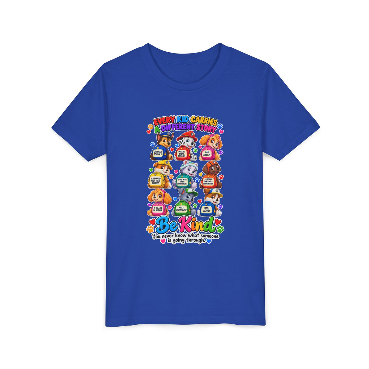 Be Kind Youth Short Sleeve Tee – Colorful Cartoon Character Shirt