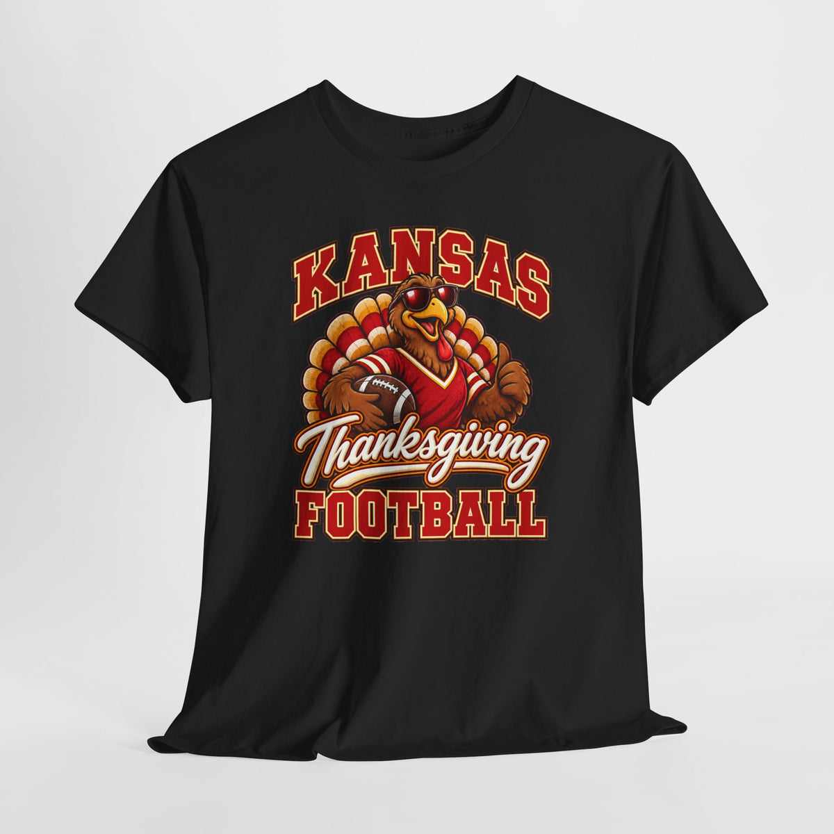 Kansas Thanksgiving Football T‑Shirt — Turkey Mascot Holiday Game Tee