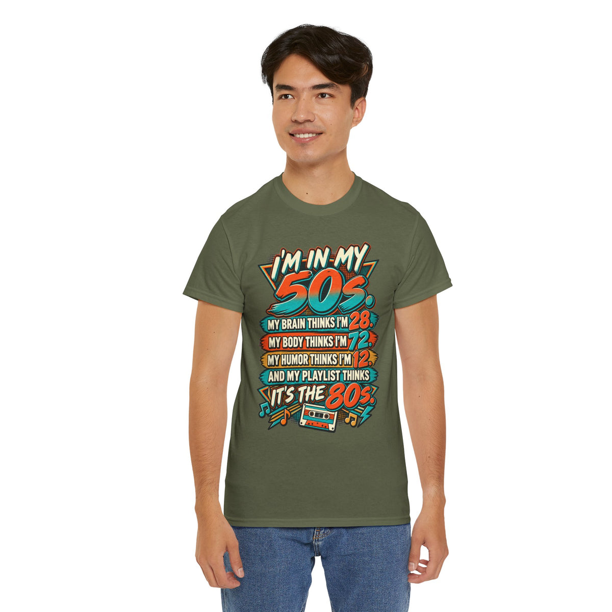 Retro 50s Birthday T‑Shirt — "I'm in My 50s" 80s Playlist Cassette Tee