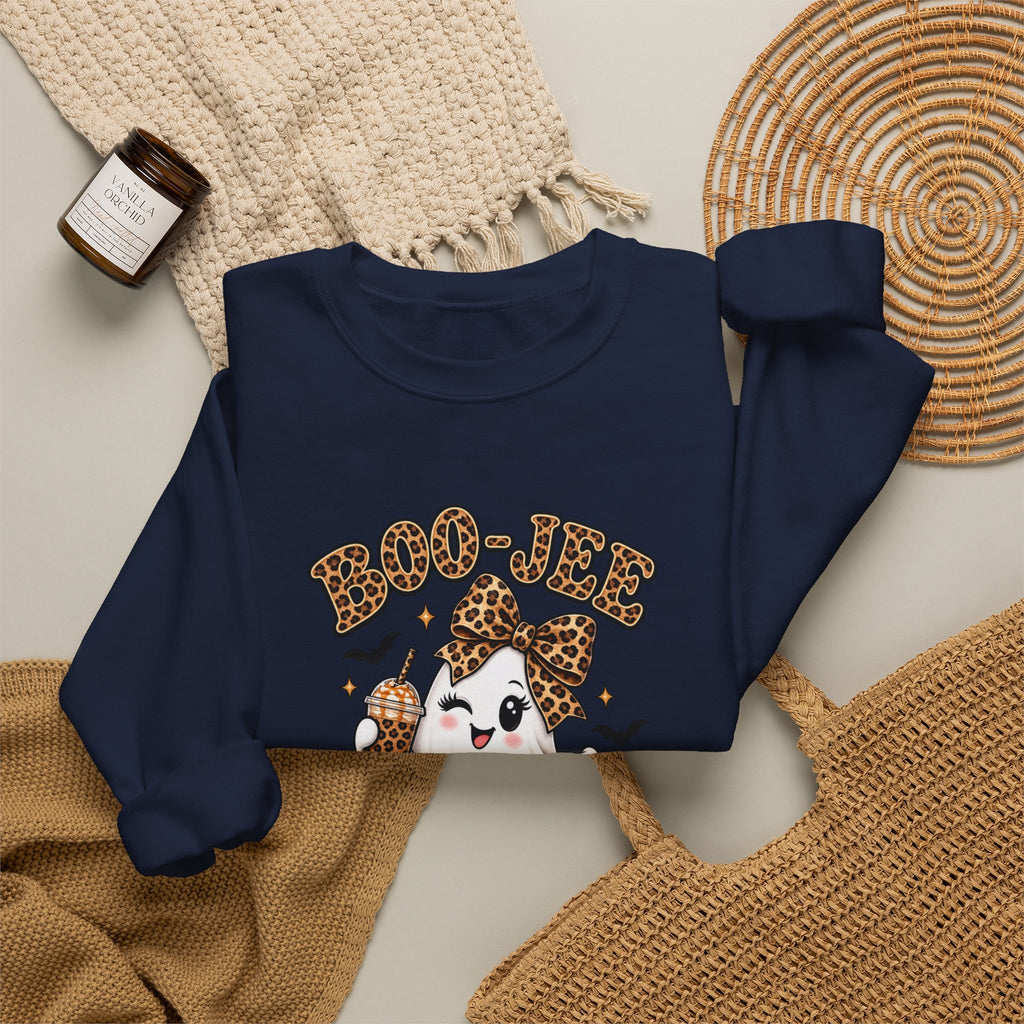 Boo-tiful Leopard Ghost Sweatshirt — Cute Halloween Graphic Crewneck