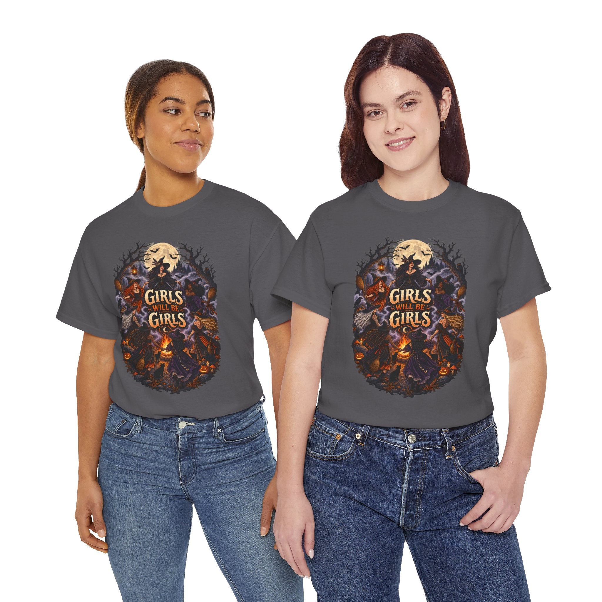 Girls Will Be Girls T-Shirt — Witchy Campfire Illustration Tee