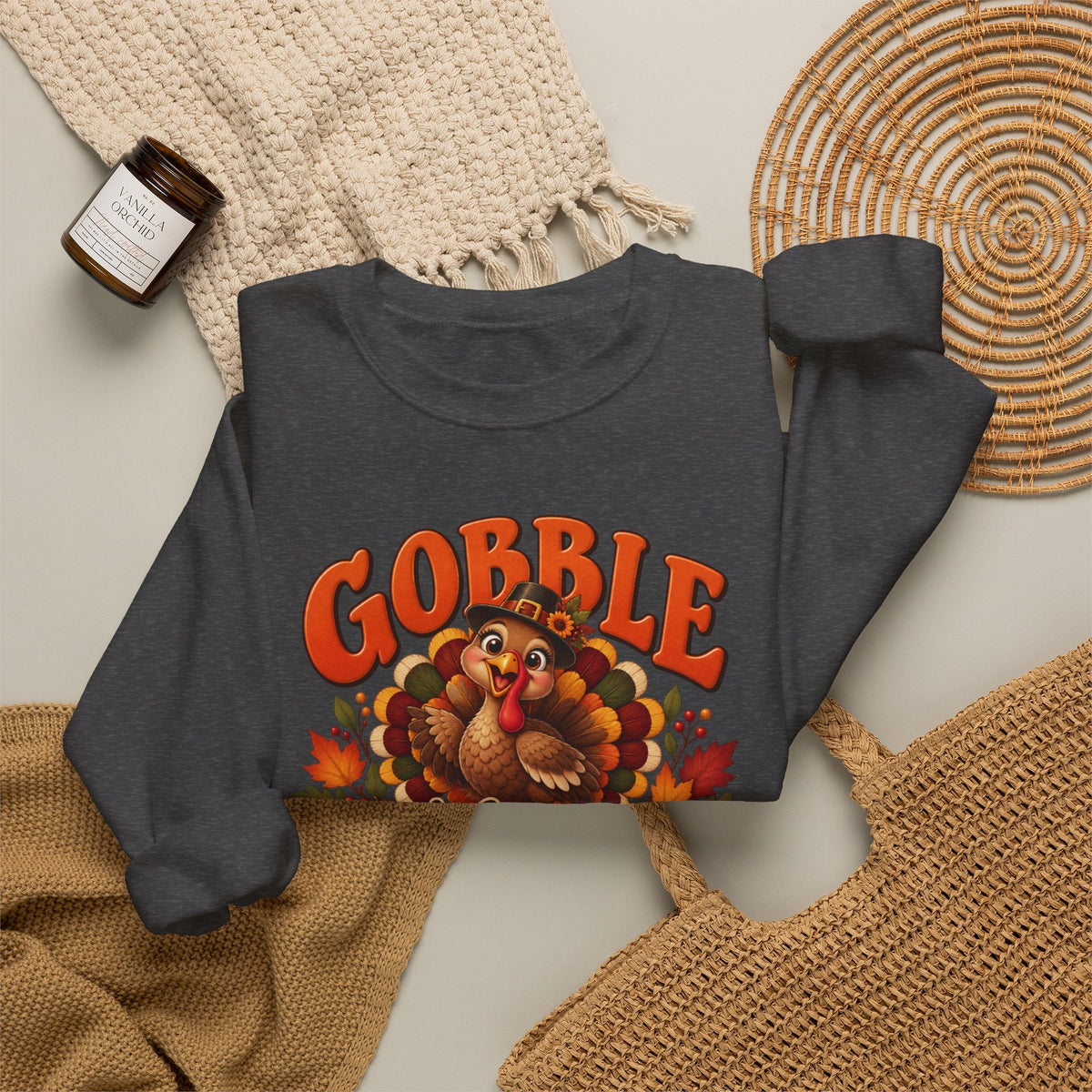 Thanksgiving Turkey 'Gobble Till You Wobble' Crewneck Sweatshirt