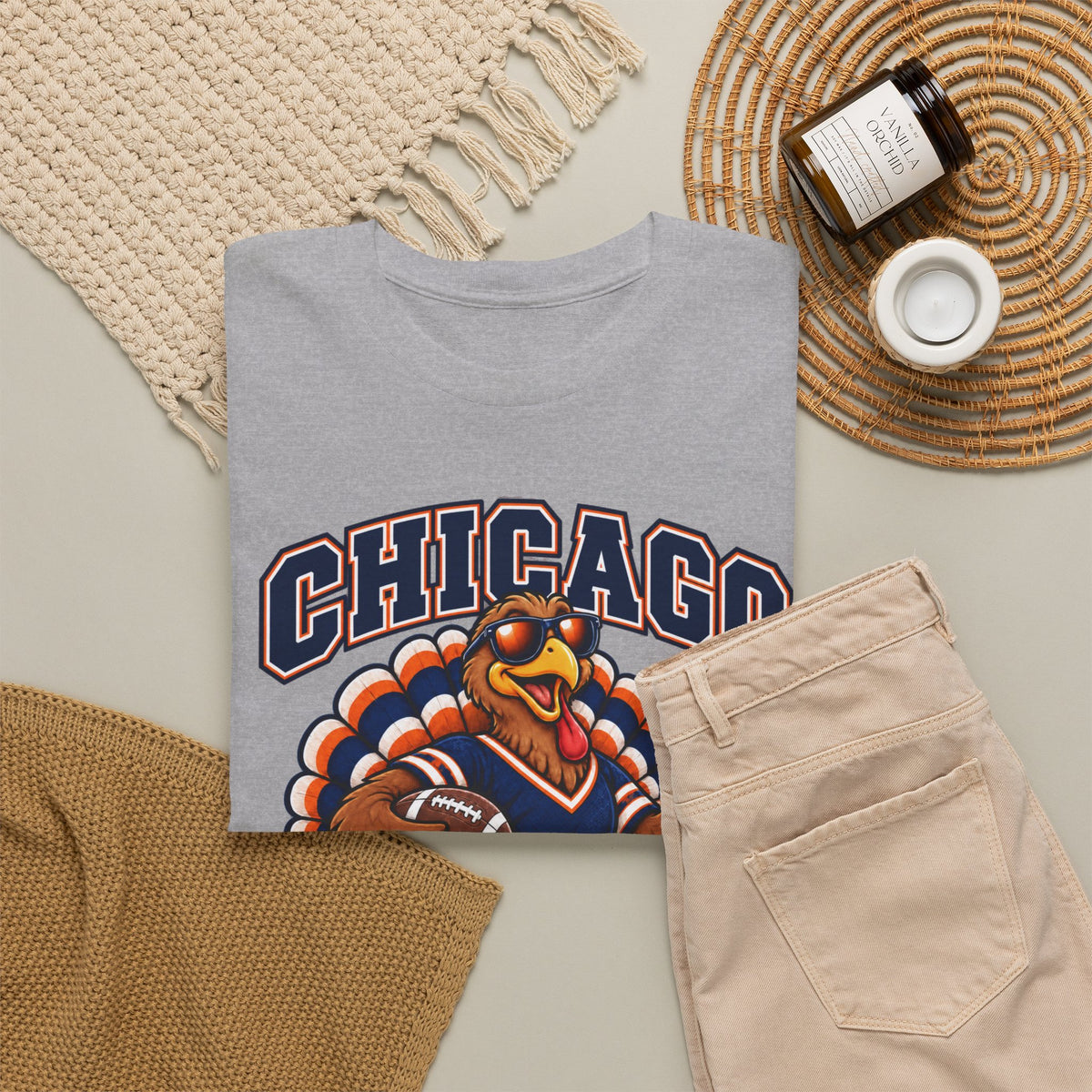 Chicago Thanksgiving Football T-Shirt — Turkey Mascot Game Day Tee