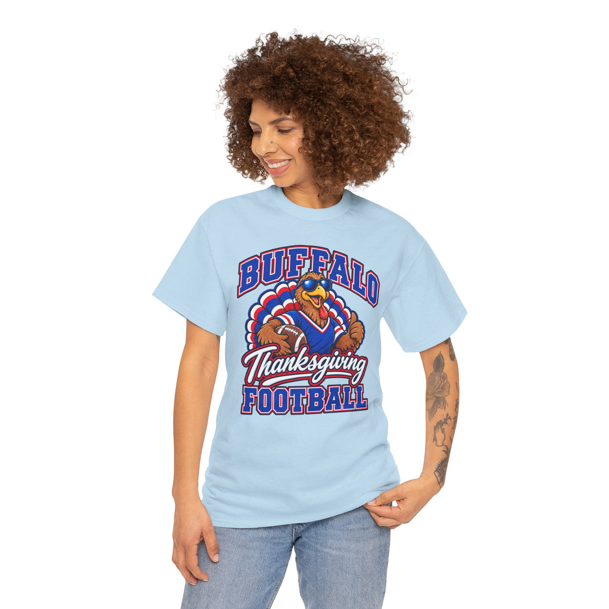 Buffalo Thanksgiving Football T-Shirt — Turkey Mascot Game Day Tee