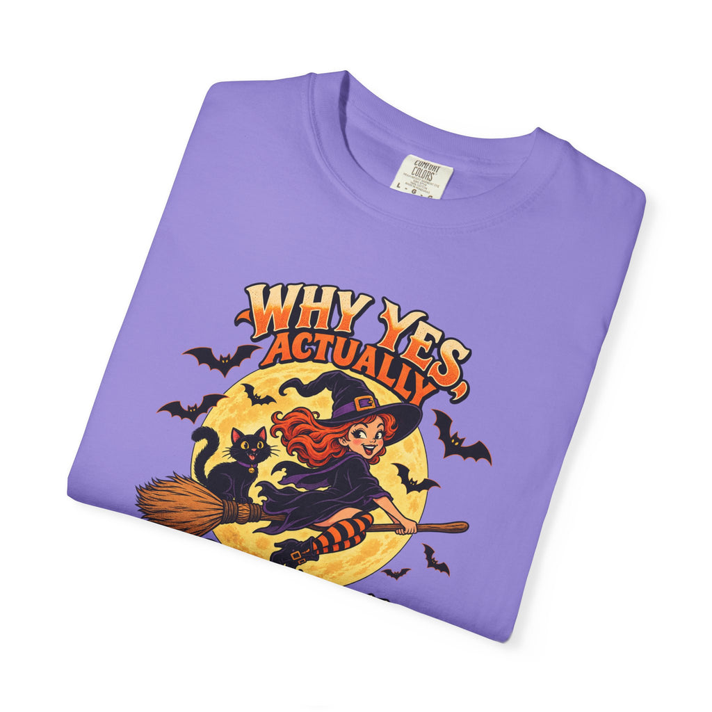 Witch Broom Halloween T-Shirt — "Why Yes Actually I Can Drive A Stick"