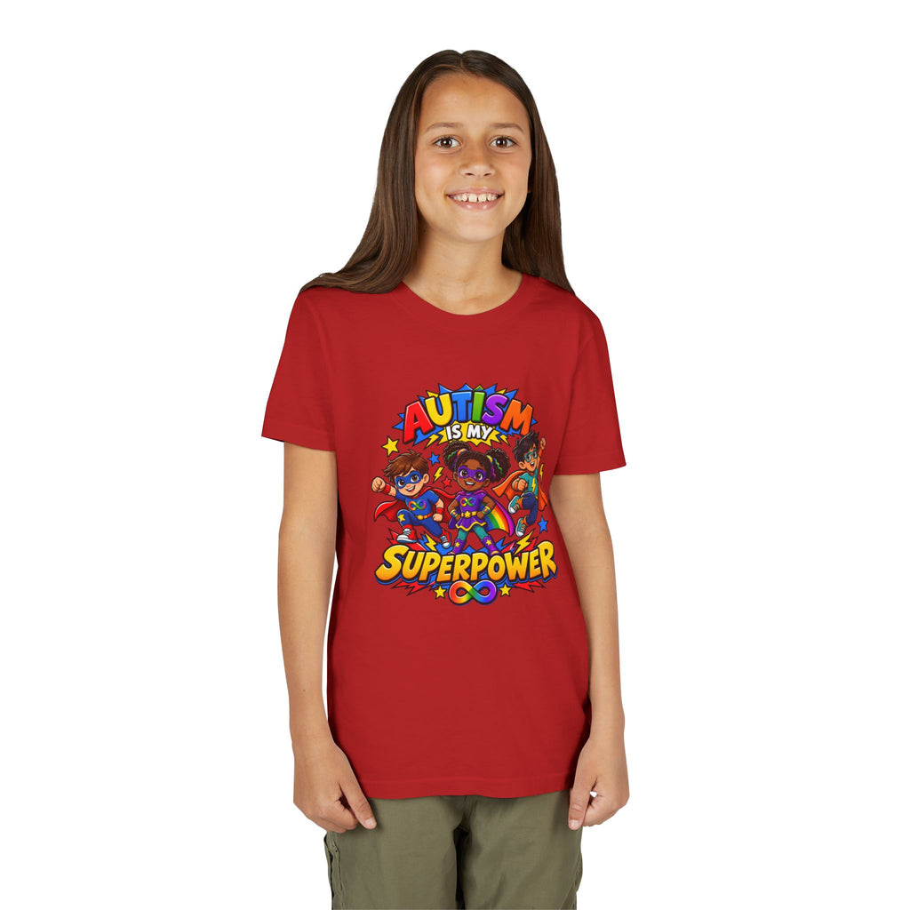 Youth Tee — "Autism Is My Superpower" Colorful Superhero Kids Shirt