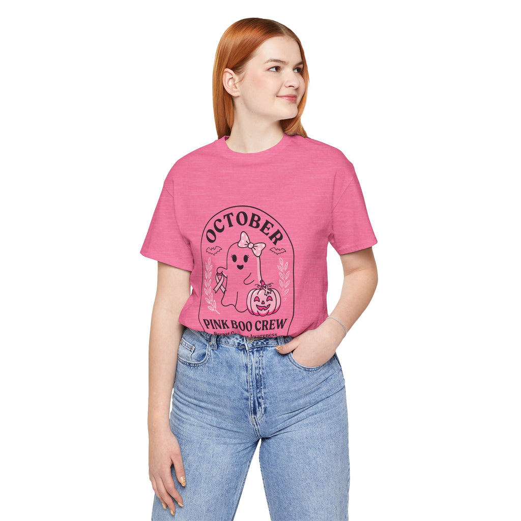 October Pink Boo Crew Tee — Breast Cancer Awareness Ghost T-Shirt