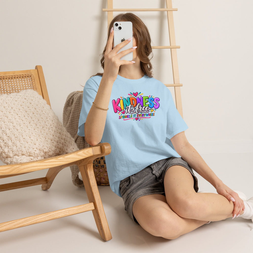 Kindness Is Free Rainbow Tee — Cute Positive Message T-Shirt