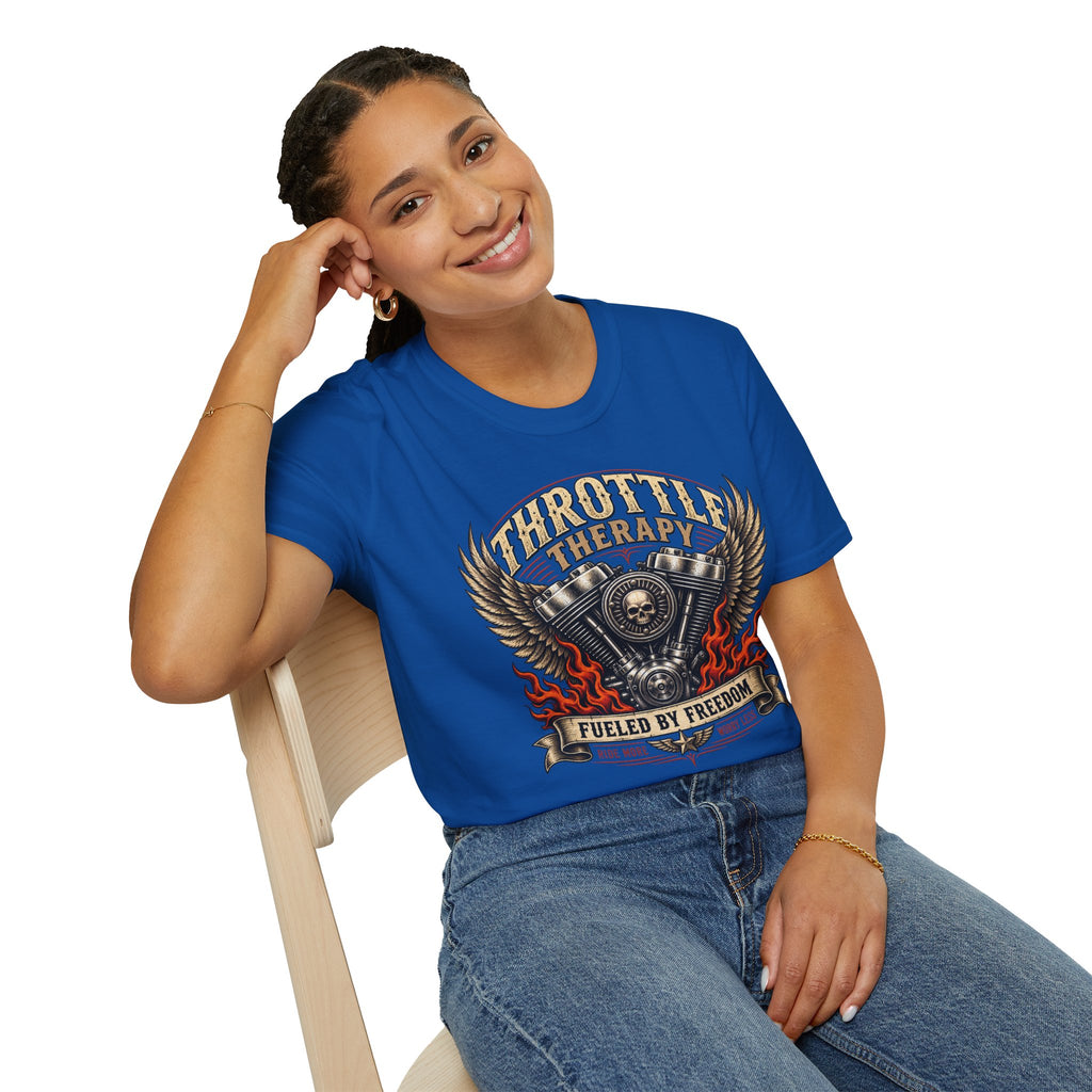 Throttle Therapy Motorcycle T‑Shirt — Fueled by Freedom Riding Tee