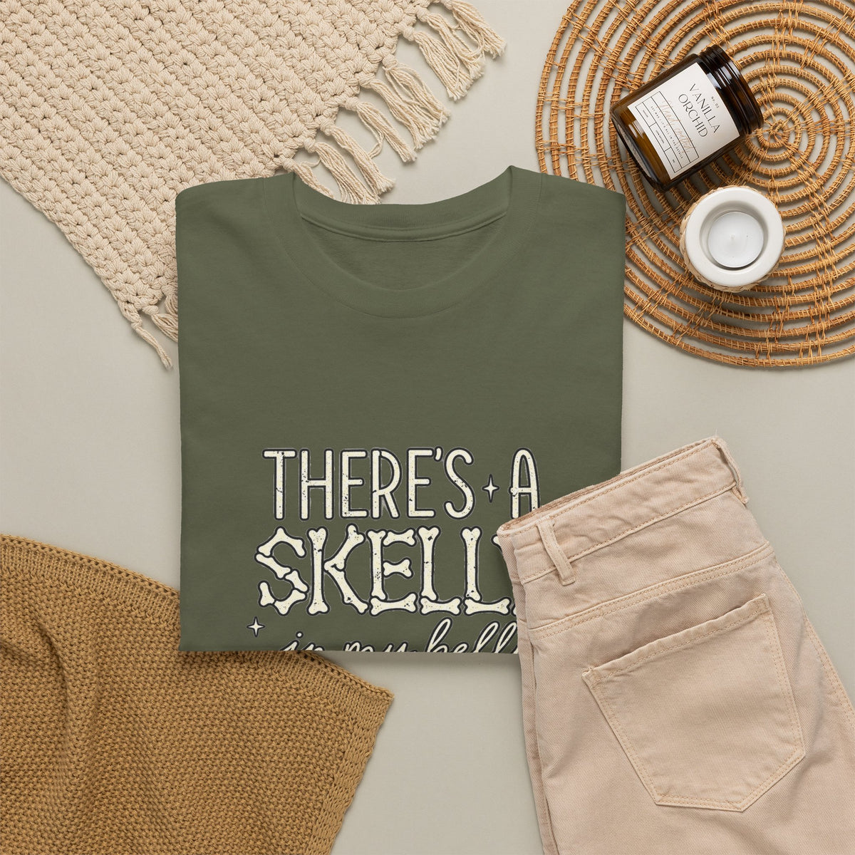 Skeleton Heart T‑Shirt — "There's a Skelly in My Belly" Cute Halloween Tee