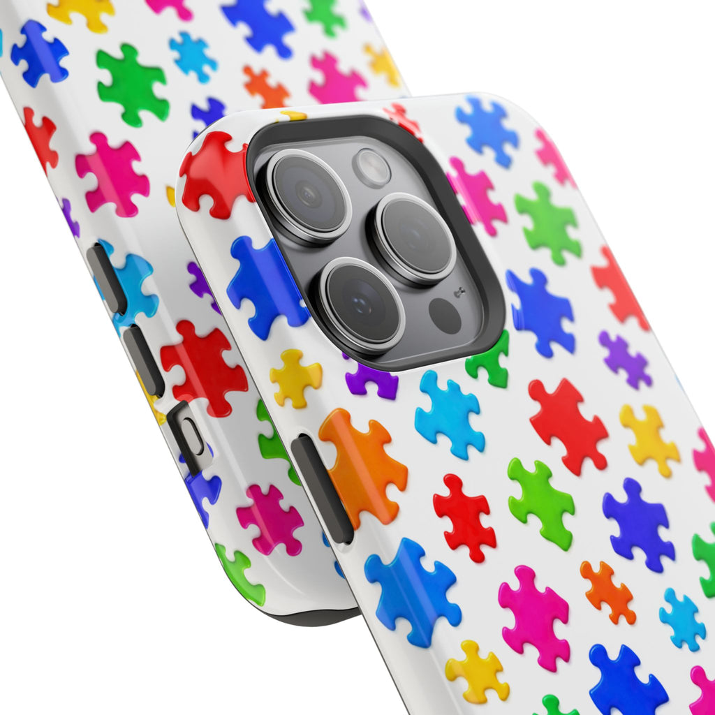 Autism Puzzle Pattern Magnetic Impact-Resistant Phone Case