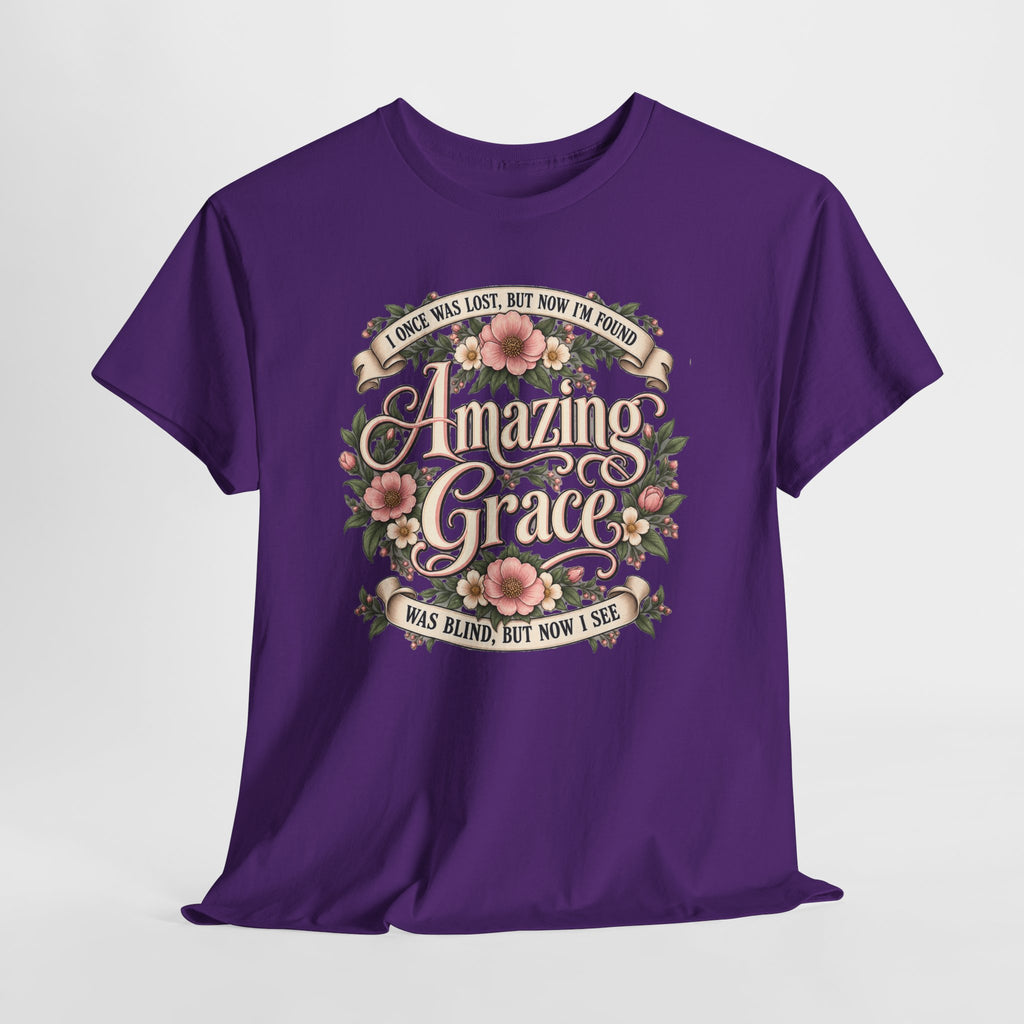 Amazing Grace Floral T-Shirt — Vintage Christian Faith Tee