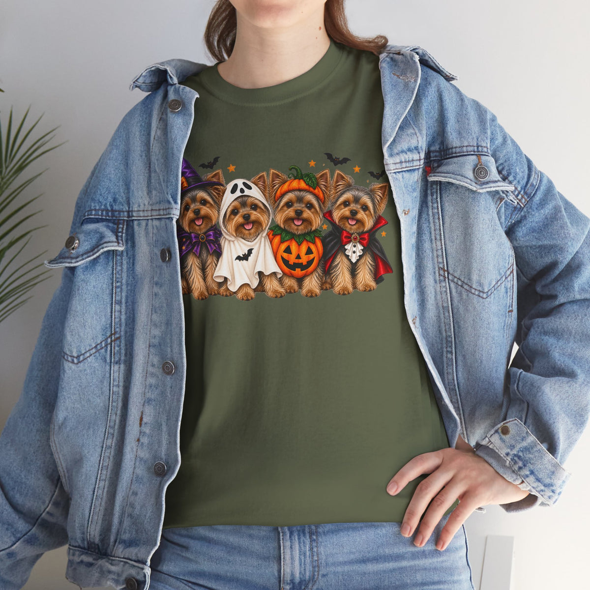Halloween Yorkie T-Shirt — Cute Yorkies in Costumes (Pumpkin, Ghost, Witch, Vampire)