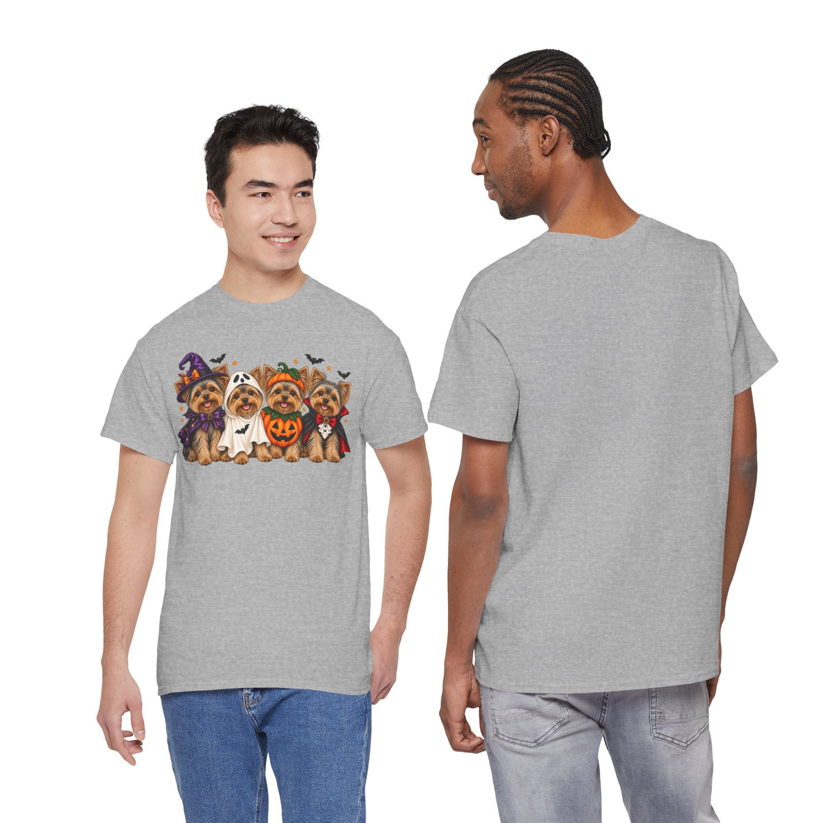 Halloween Yorkie T-Shirt — Cute Yorkies in Costumes (Pumpkin, Ghost, Witch, Vampire)