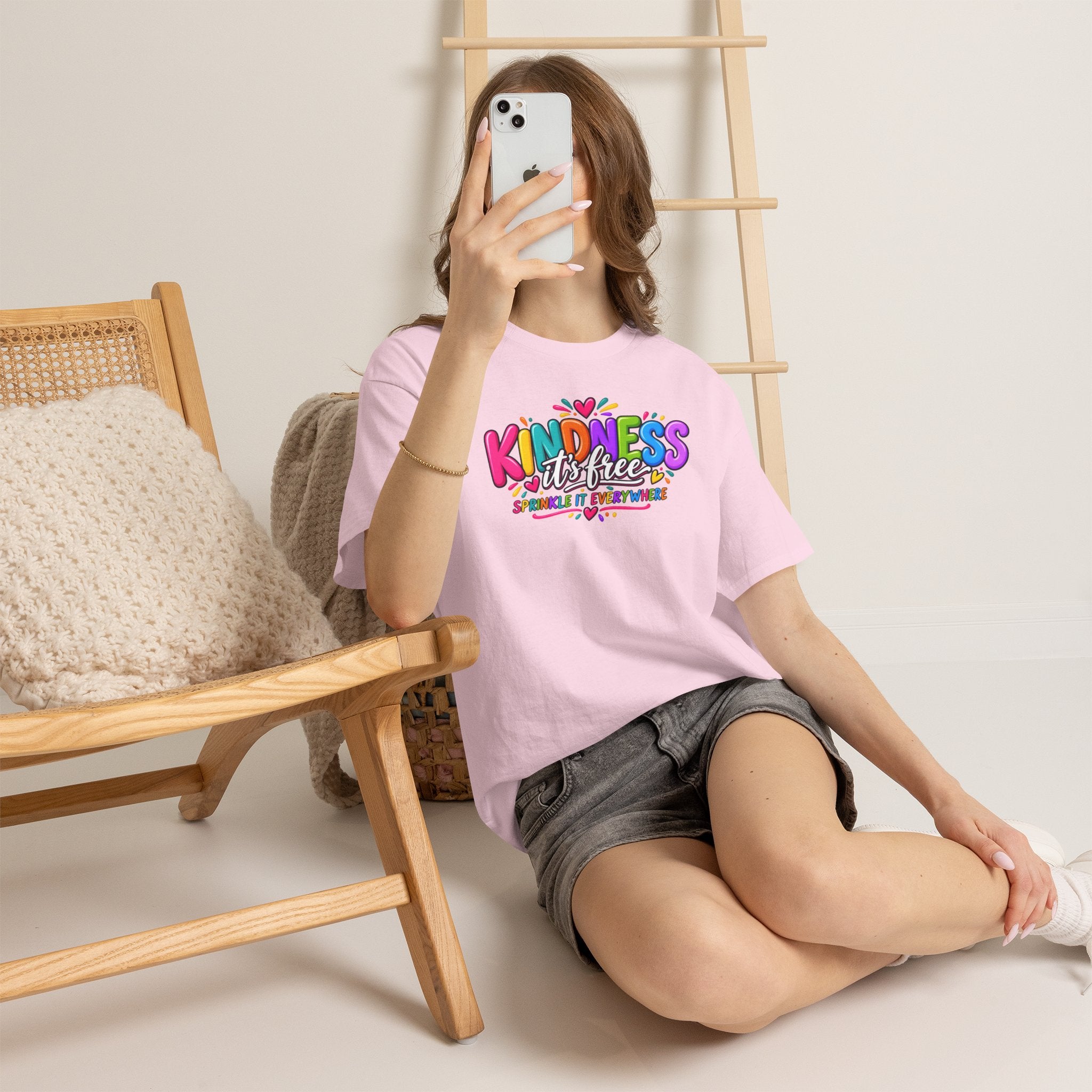 Kindness Is Free Rainbow Tee — Cute Positive Message T-Shirt
