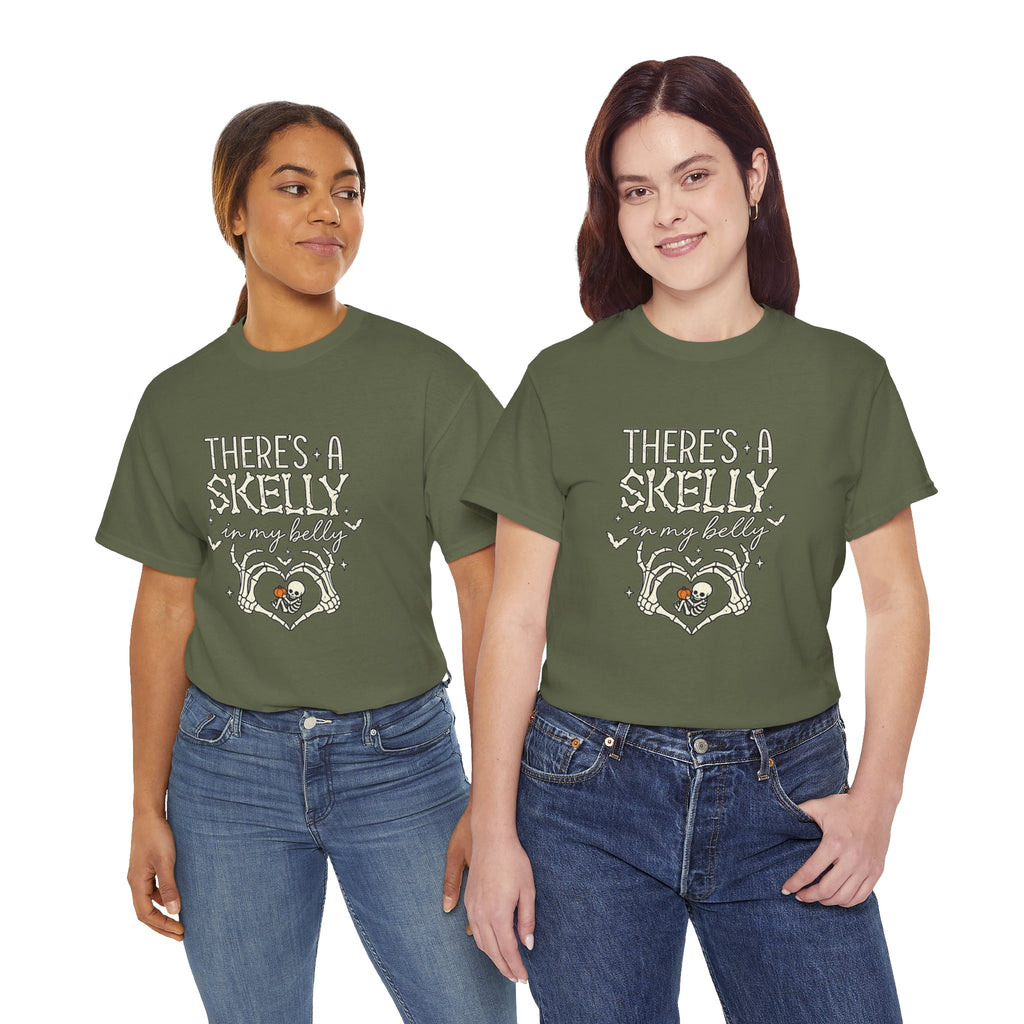 Skeleton Heart T‑Shirt — "There's a Skelly in My Belly" Cute Halloween Tee