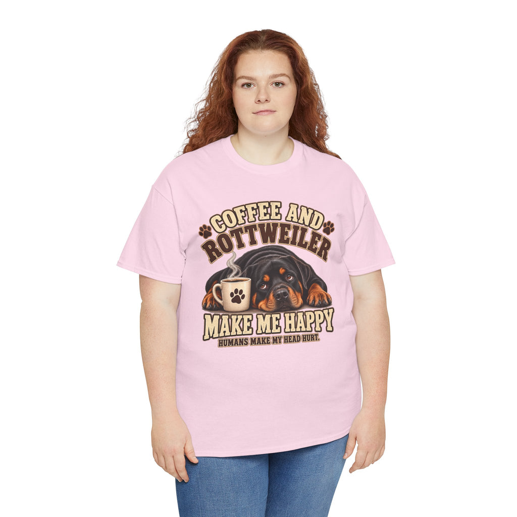 Coffee and Rottweiler Tee — "Coffee and Rottweiler Make Me Happy" Dog Lover Shirt