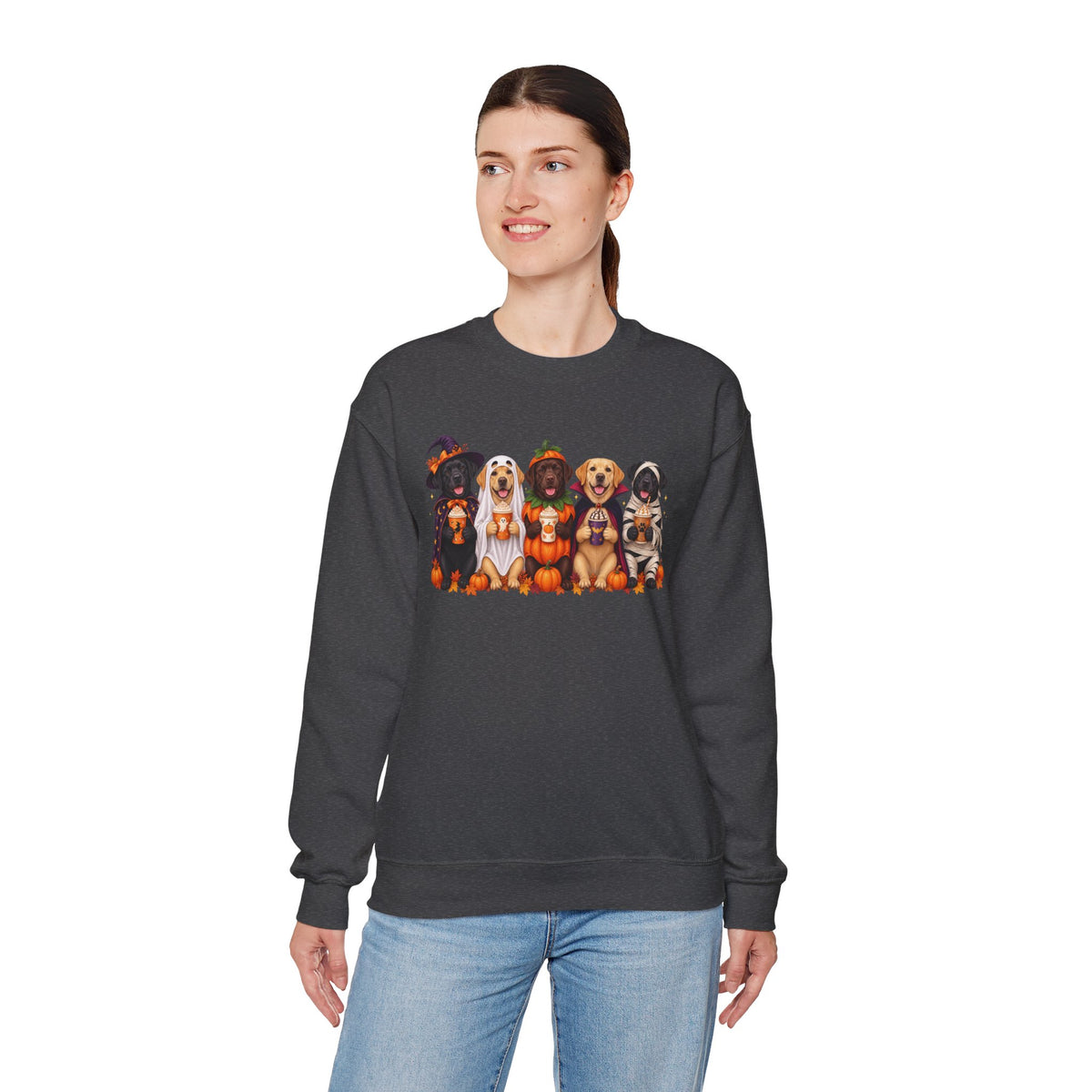 Halloween Dogs Crewneck Sweatshirt — Cute Puppies in Costumes Fall Pullover
