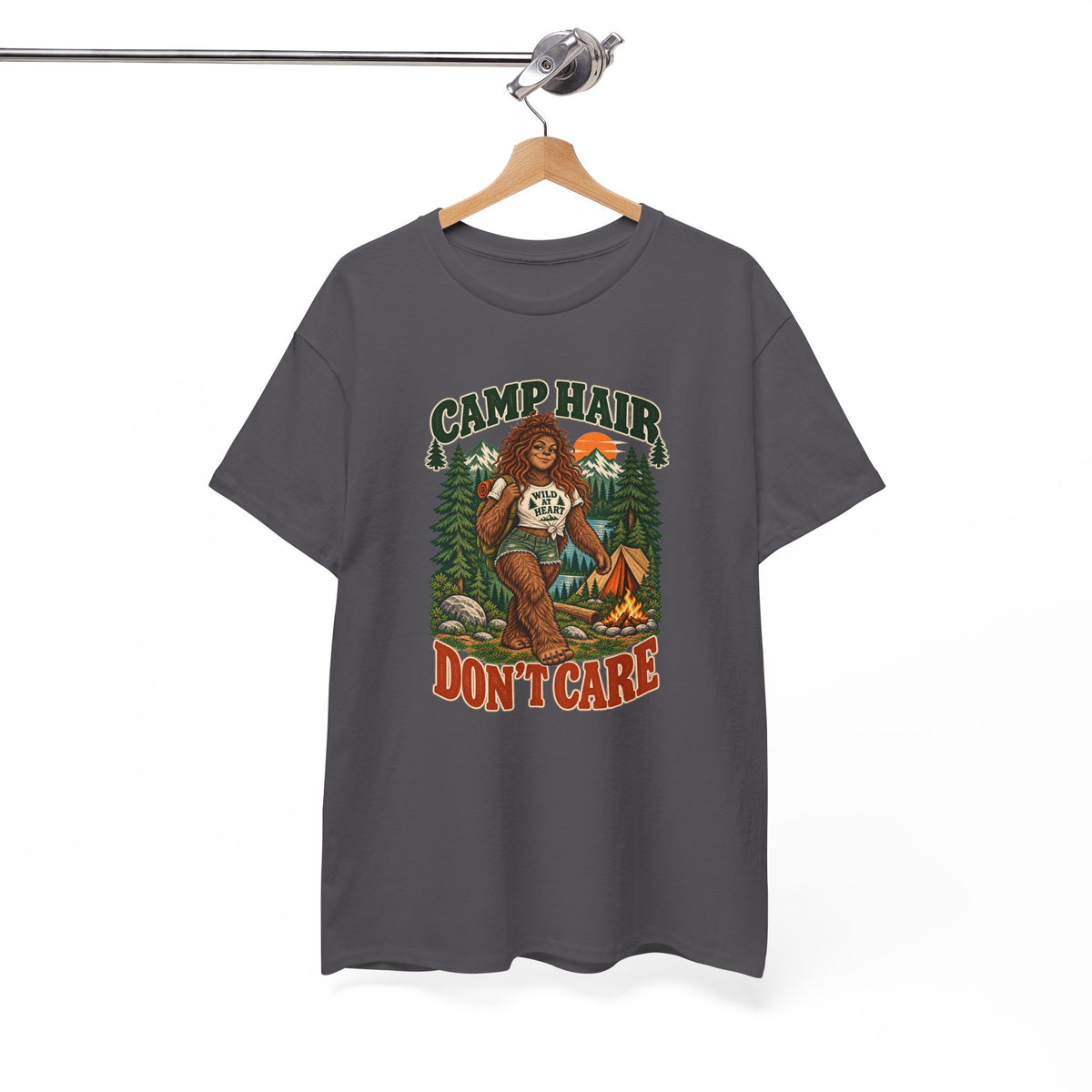 Camp Hair Don't Care T-Shirt — Retro Camping Graphic Tee