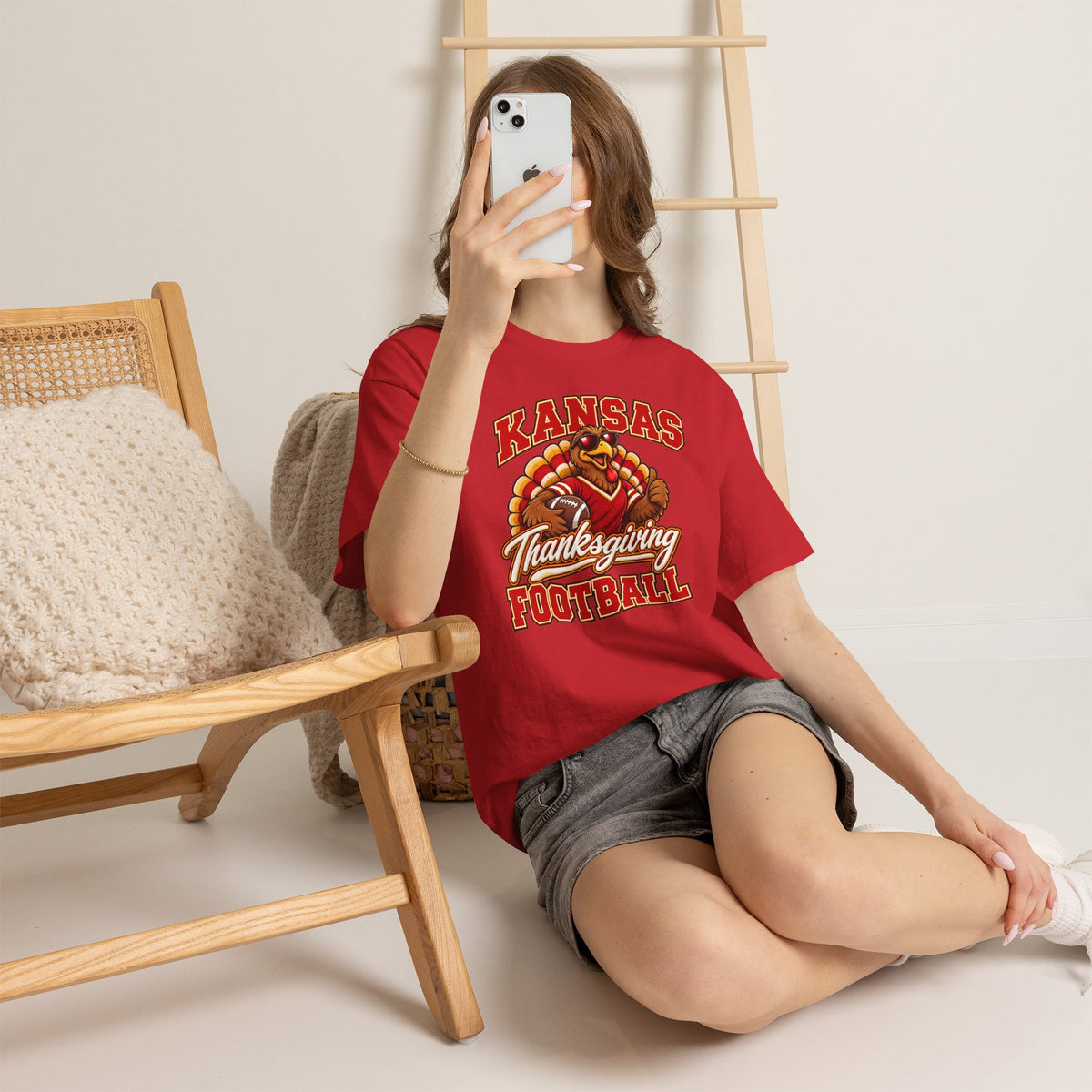 Kansas Thanksgiving Football T‑Shirt — Turkey Mascot Holiday Game Tee