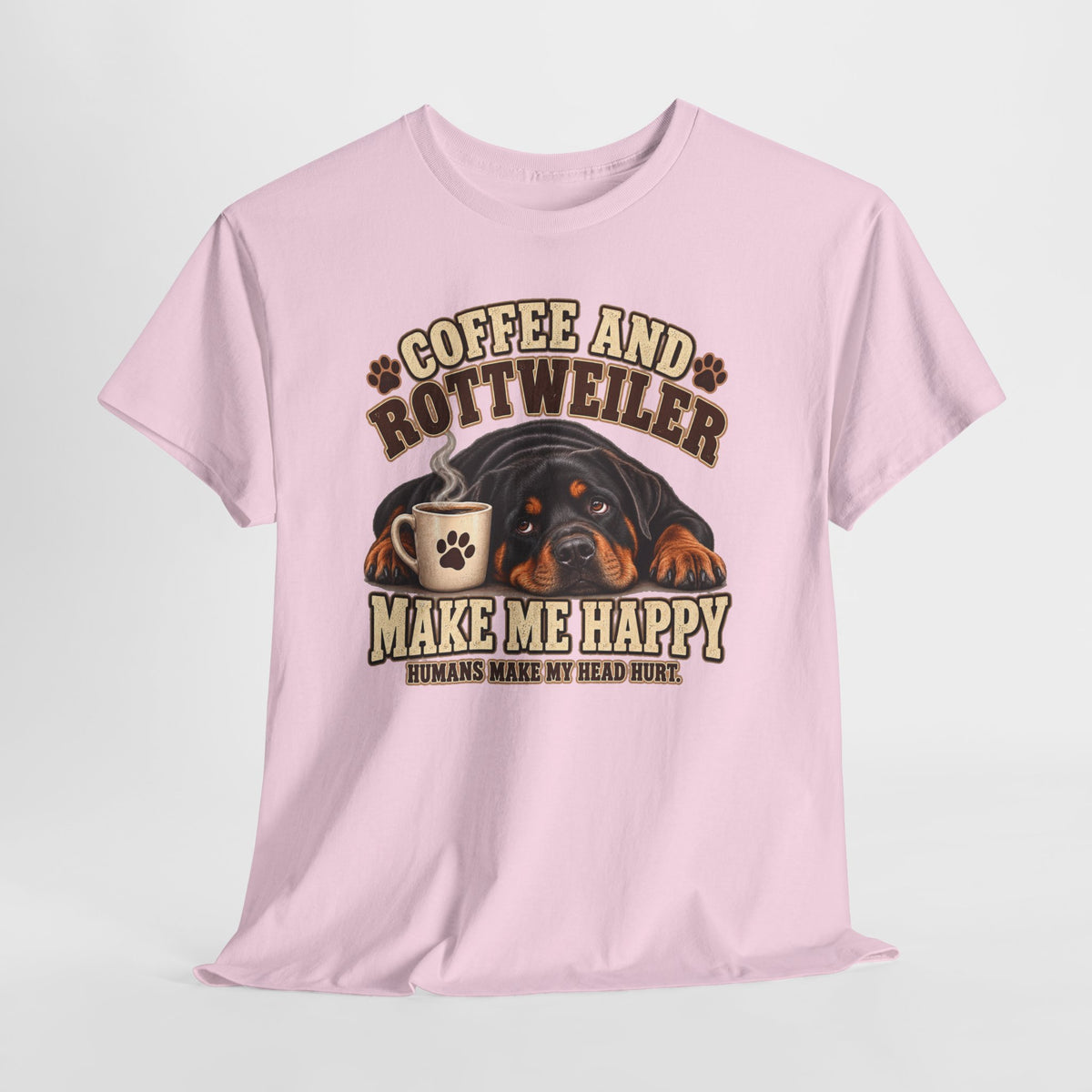 Coffee and Rottweiler Tee — "Coffee and Rottweiler Make Me Happy" Dog Lover Shirt