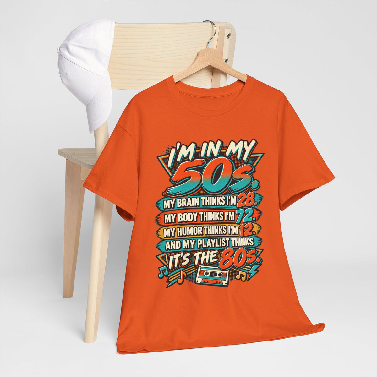 Retro 50s Birthday T‑Shirt — "I'm in My 50s" 80s Playlist Cassette Tee
