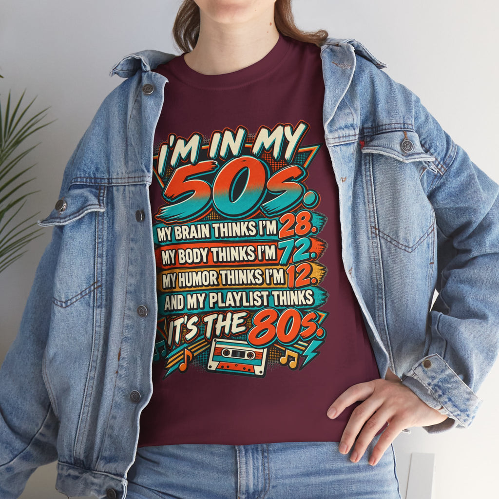 Retro 50s Birthday T‑Shirt — "I'm in My 50s" 80s Playlist Cassette Tee