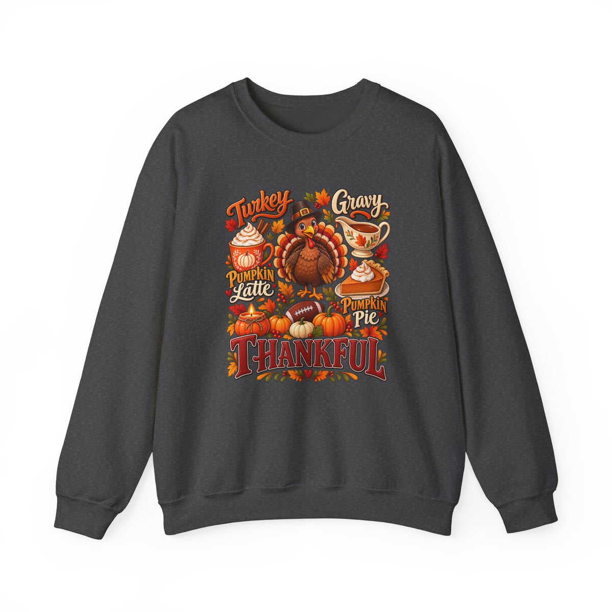 Thankful Thanksgiving Sweatshirt — Cute Turkey & Fall Harvest Crewneck