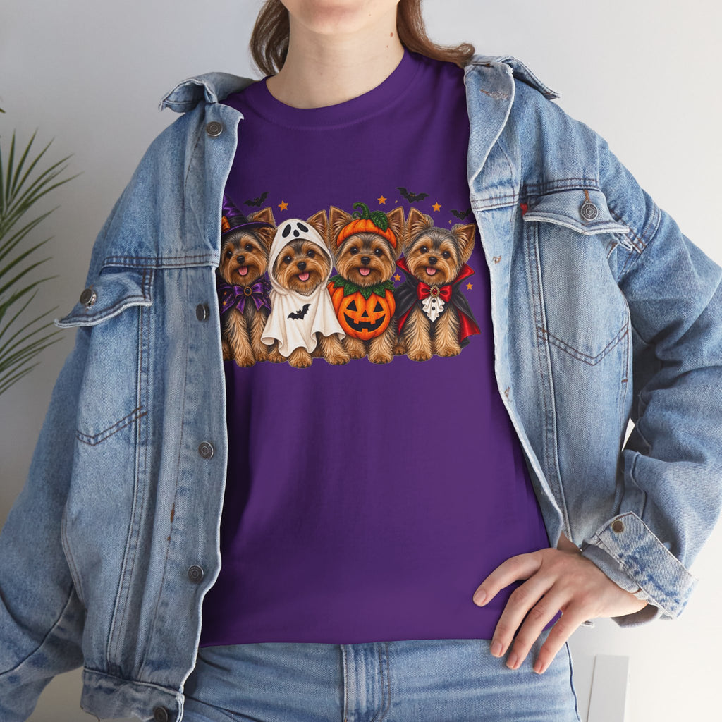 Halloween Yorkie T-Shirt — Cute Yorkies in Costumes (Pumpkin, Ghost, Witch, Vampire)