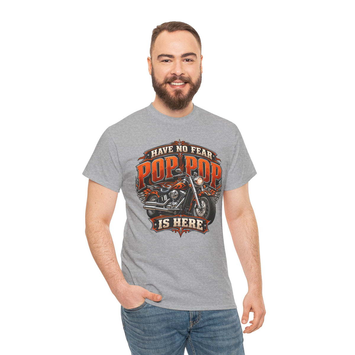 Pop Pop Is Here Motorcycle Dad T-Shirt