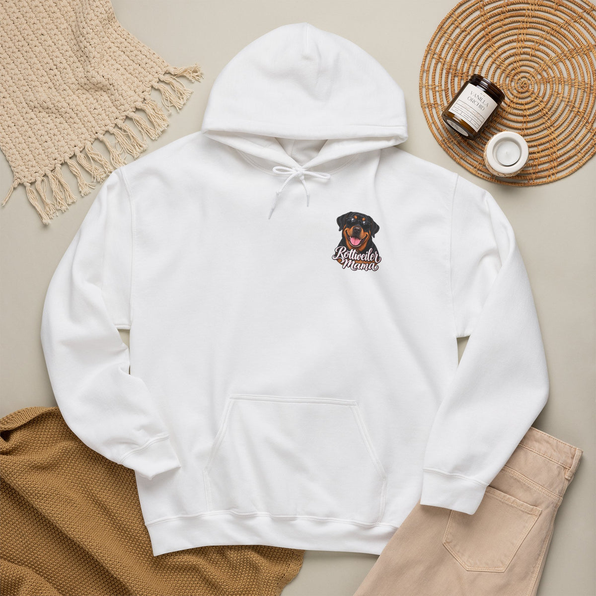 Rottweiler Mama Hoodie — Cute Rottie Portrait Pullover for Dog Moms