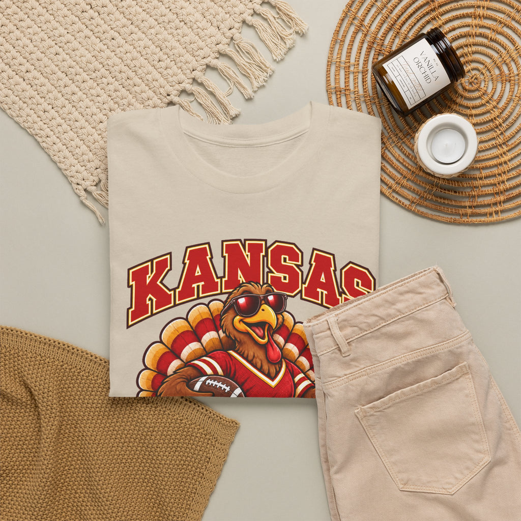 Kansas Thanksgiving Football T‑Shirt — Turkey Mascot Holiday Game Tee