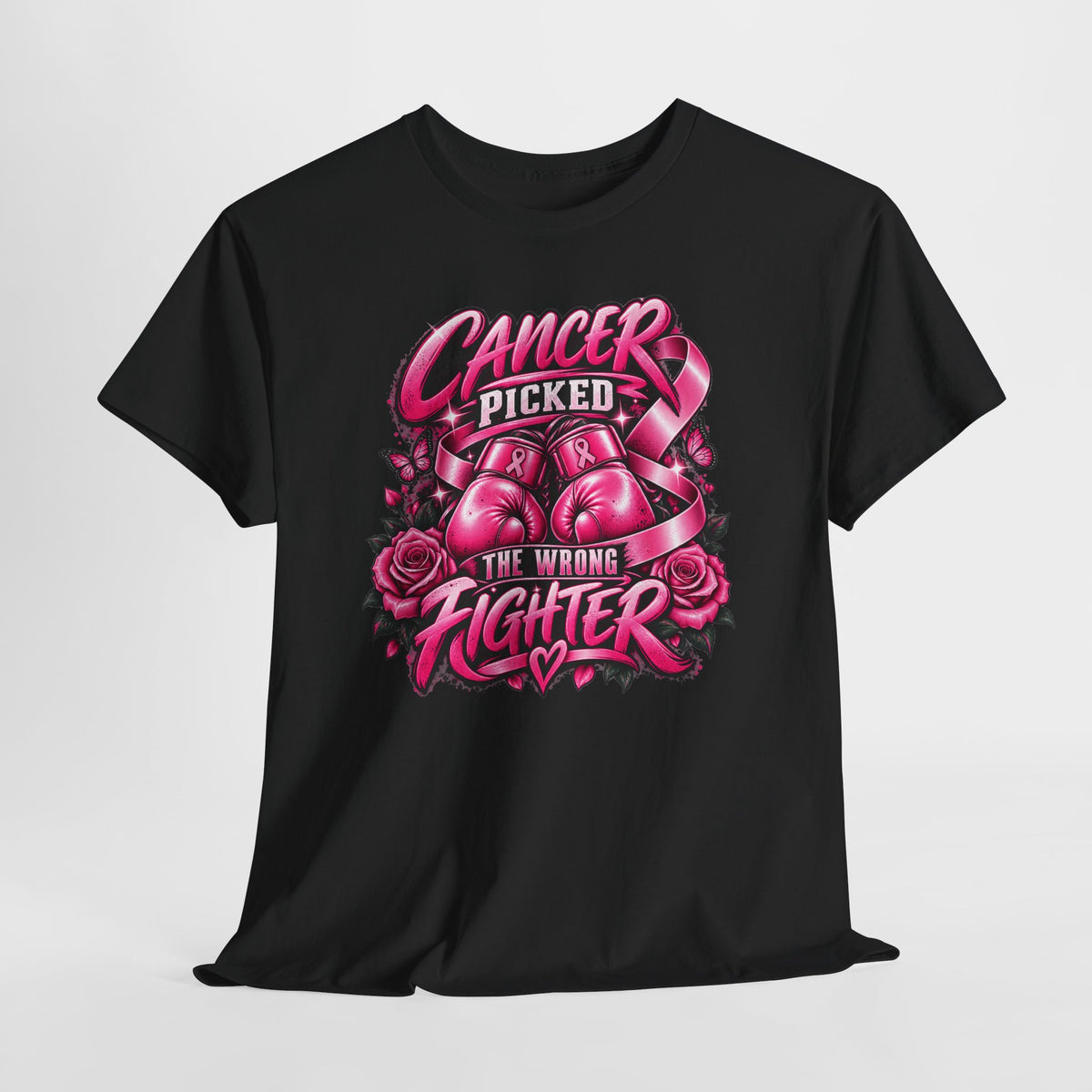 Cancer Picked The Wrong Fighter T-Shirt — Breast Cancer Awareness Support Tee