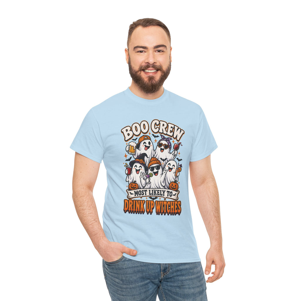 Boo Crew Halloween Tee — "Most Likely to Drink Up Witches" Ghost Party Shirt