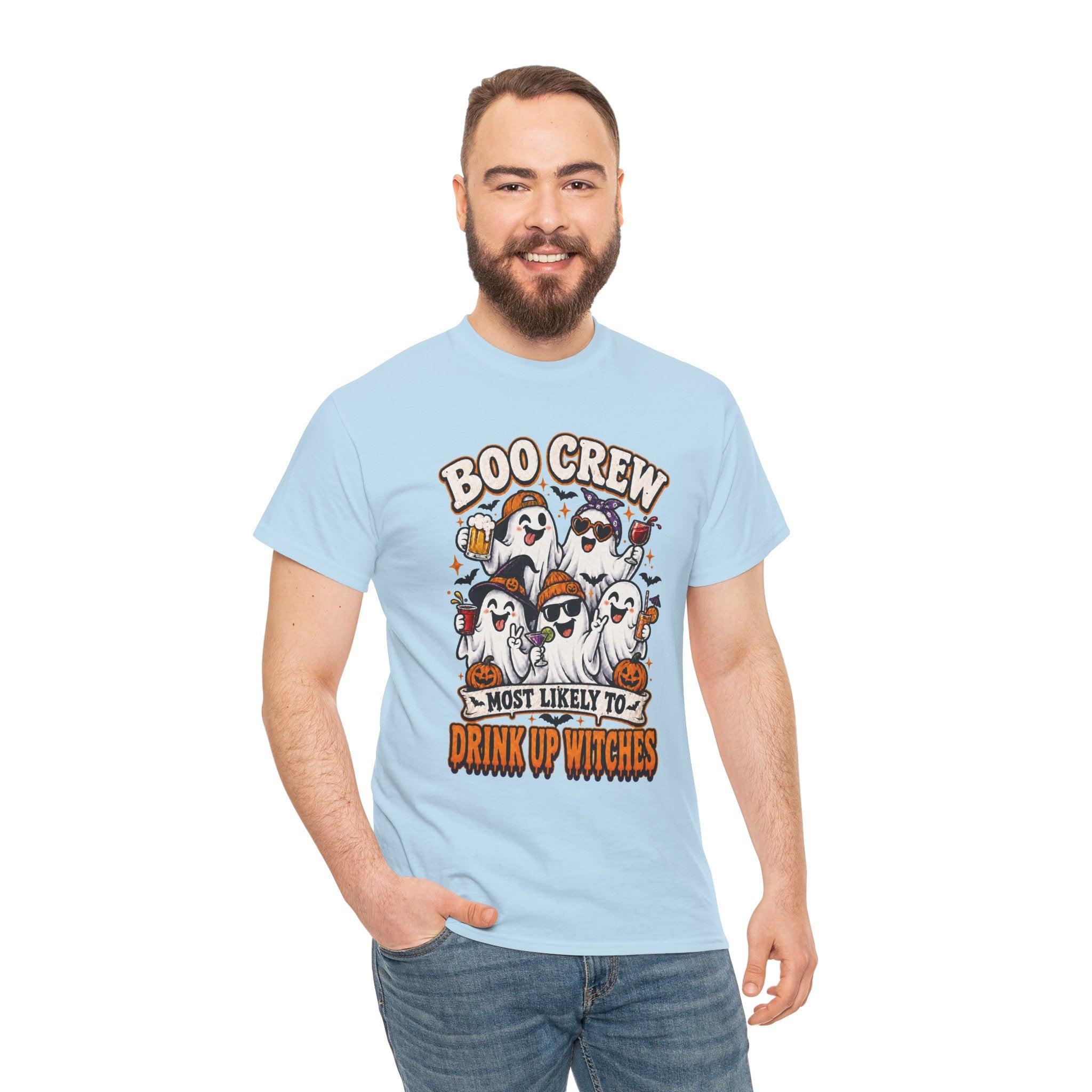 Boo Crew Halloween Tee — "Most Likely to Drink Up Witches" Ghost Party Shirt