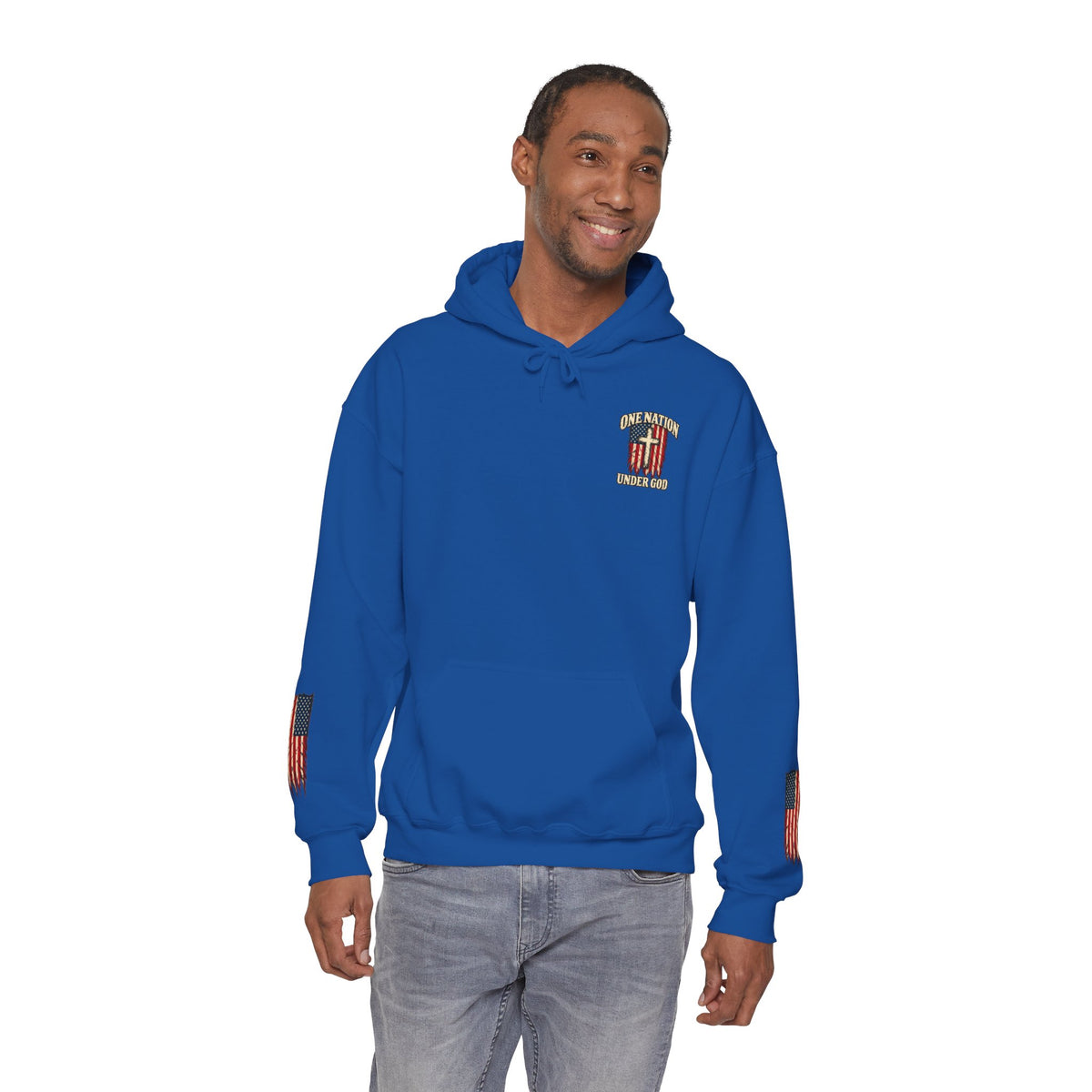 One Nation Under God Patriotic Cross Hoodie