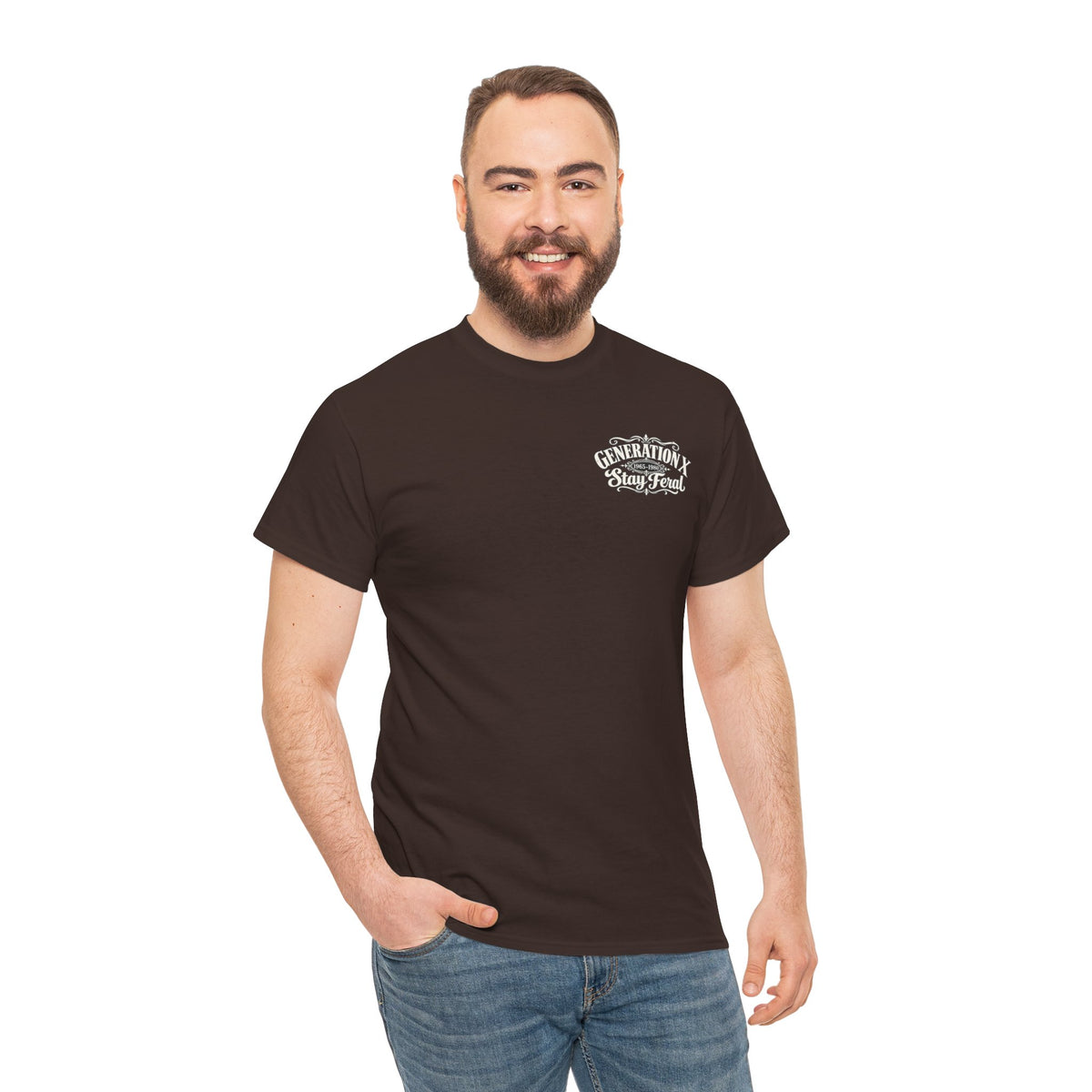 Generation X T‑Shirt — 'Stay Feral' Vintage Whiskey Label Tee (Born 1965–1980)