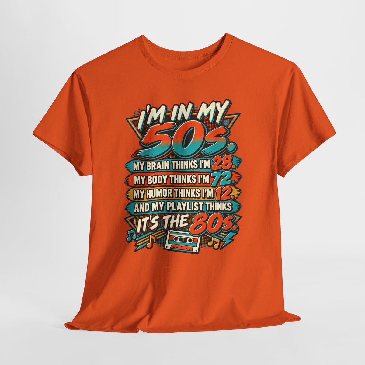 Retro 50s Birthday T‑Shirt — "I'm in My 50s" 80s Playlist Cassette Tee