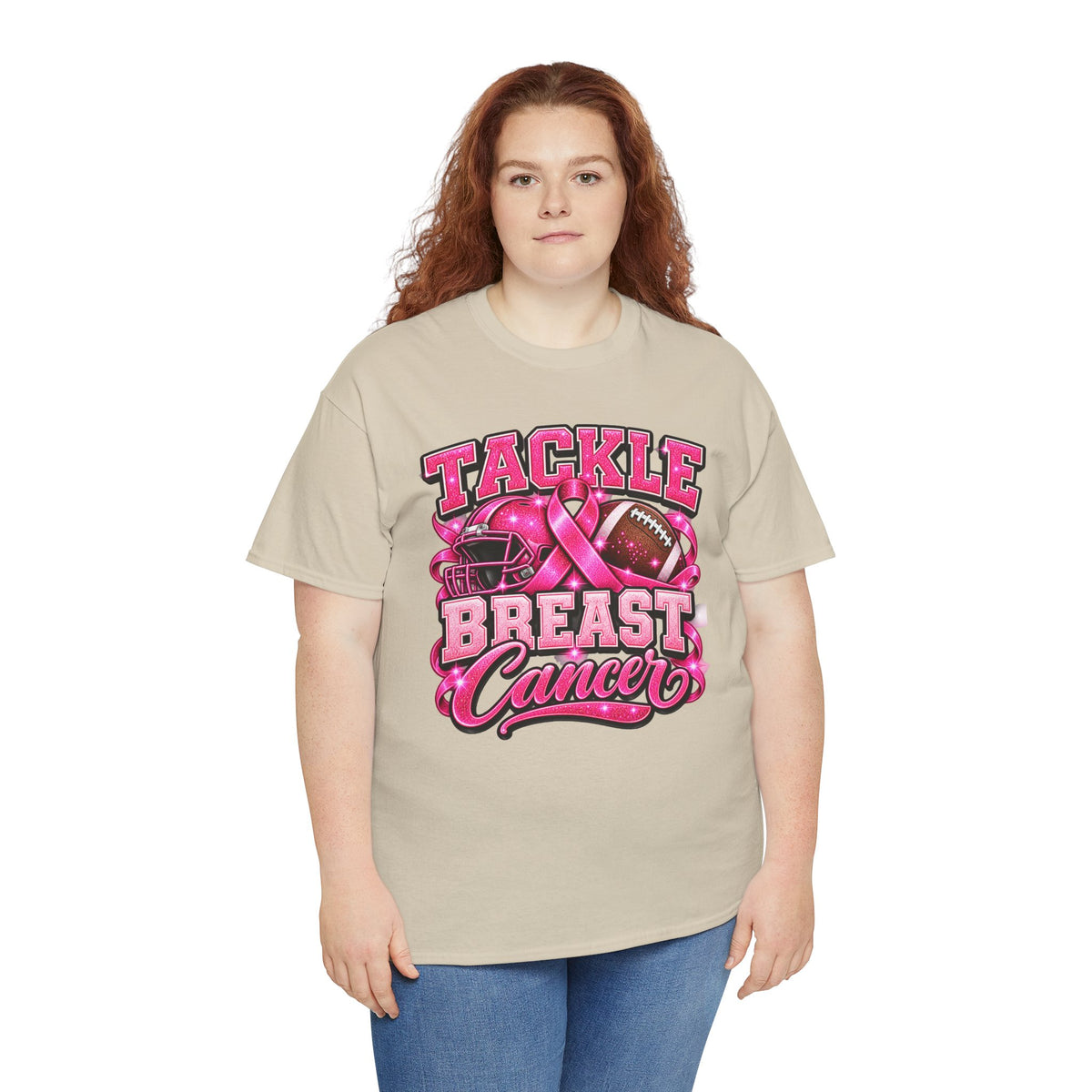 T-Shirt — "Tackle Breast Cancer" Pink Football Awareness Tee