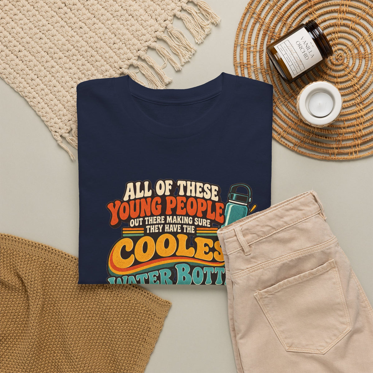 Retro 70s-80s Funny Water Bottle Tee — "Coolest Water Bottle" Graphic T-Shirt