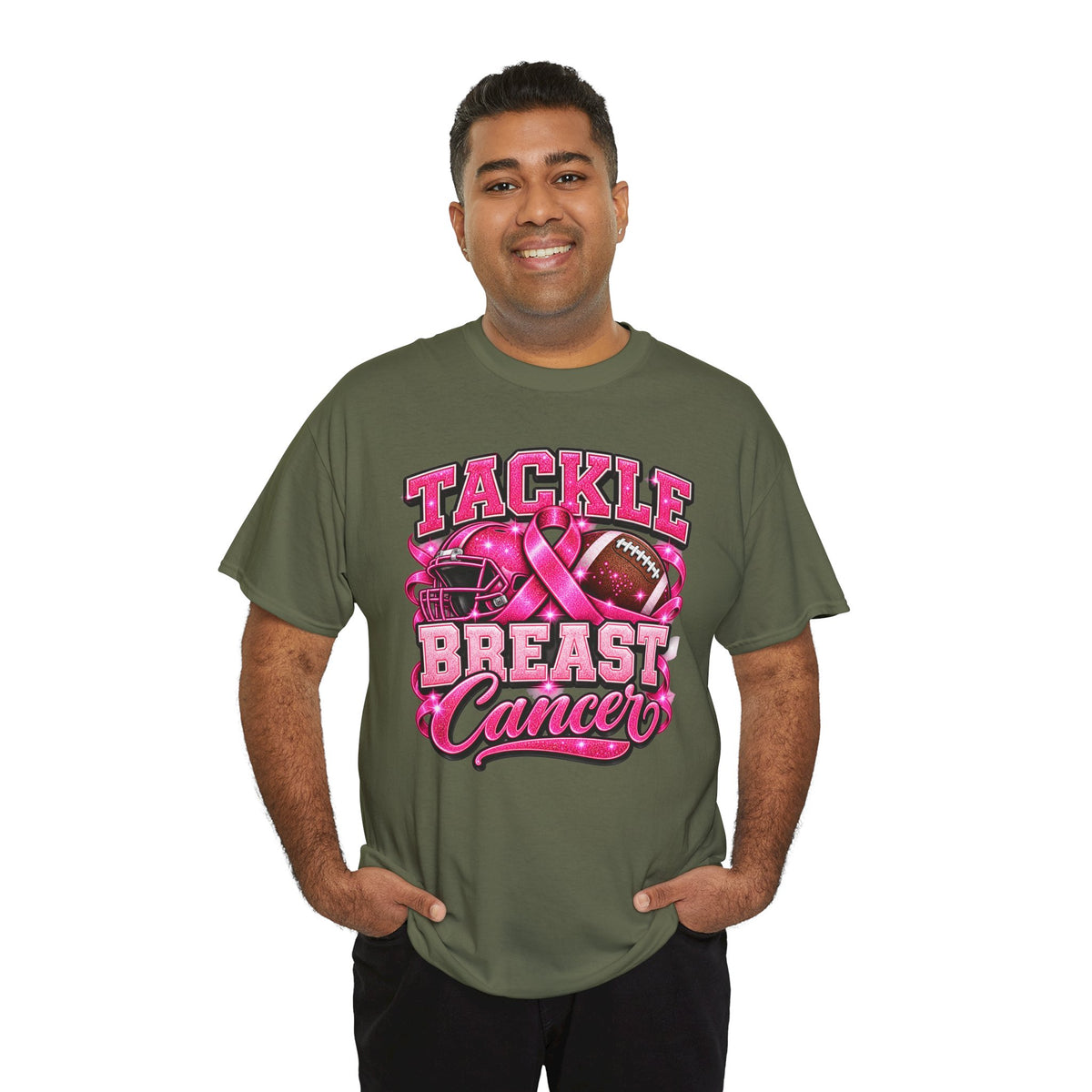 T-Shirt — "Tackle Breast Cancer" Pink Football Awareness Tee