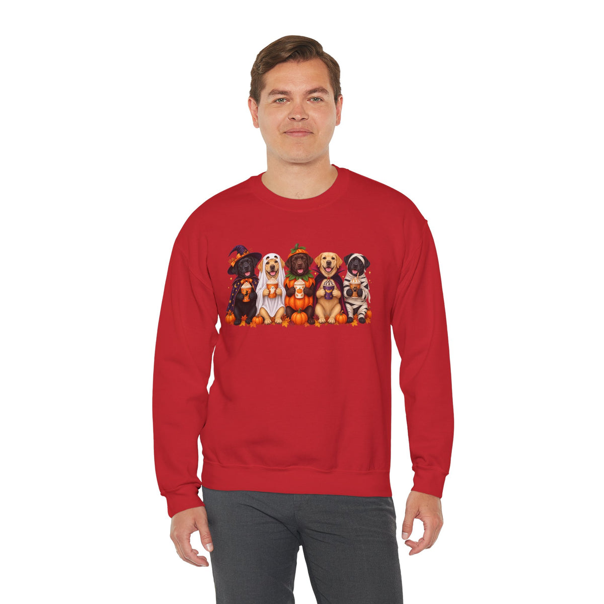 Halloween Dogs Crewneck Sweatshirt — Cute Puppies in Costumes Fall Pullover